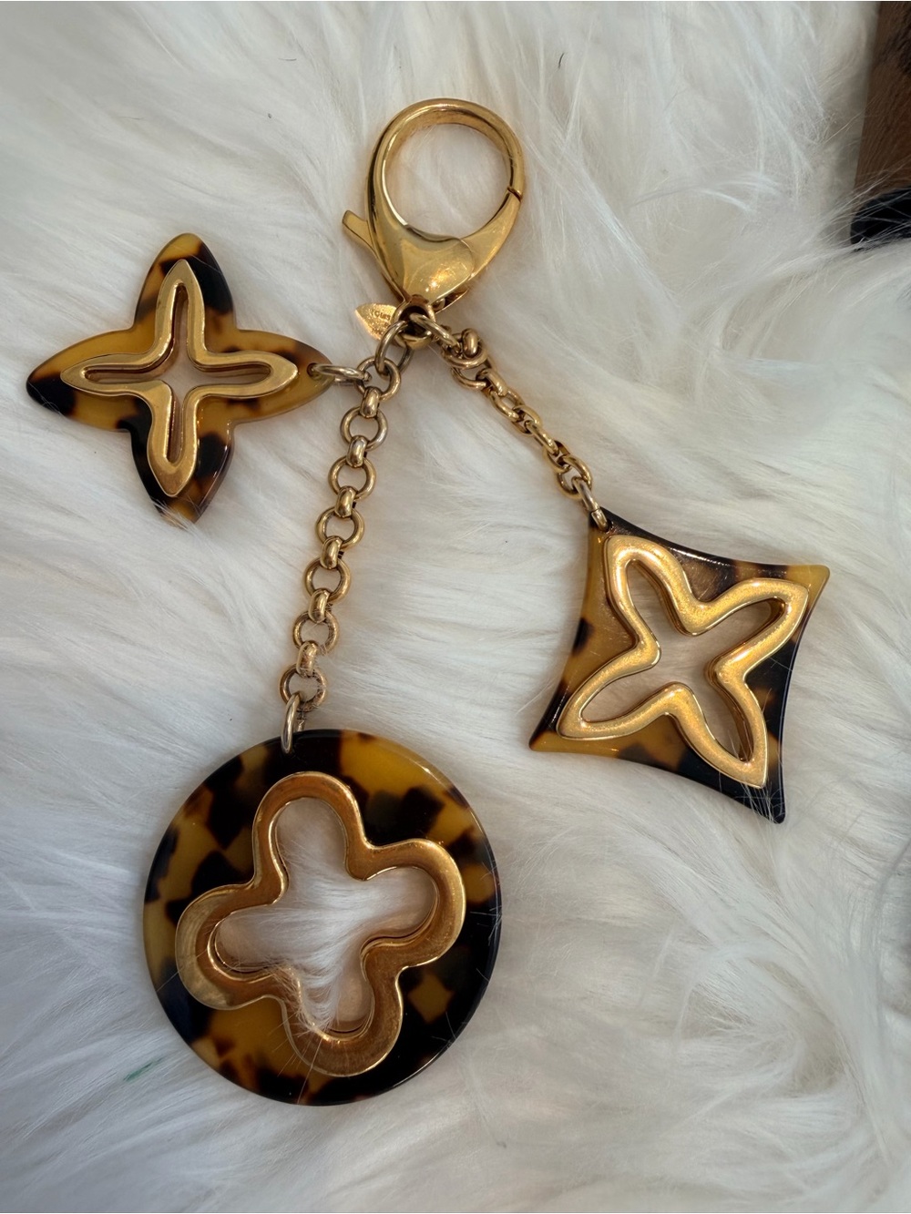 Louis Vuitton Tortoiseshell and Gold Monogram Charm Keychain